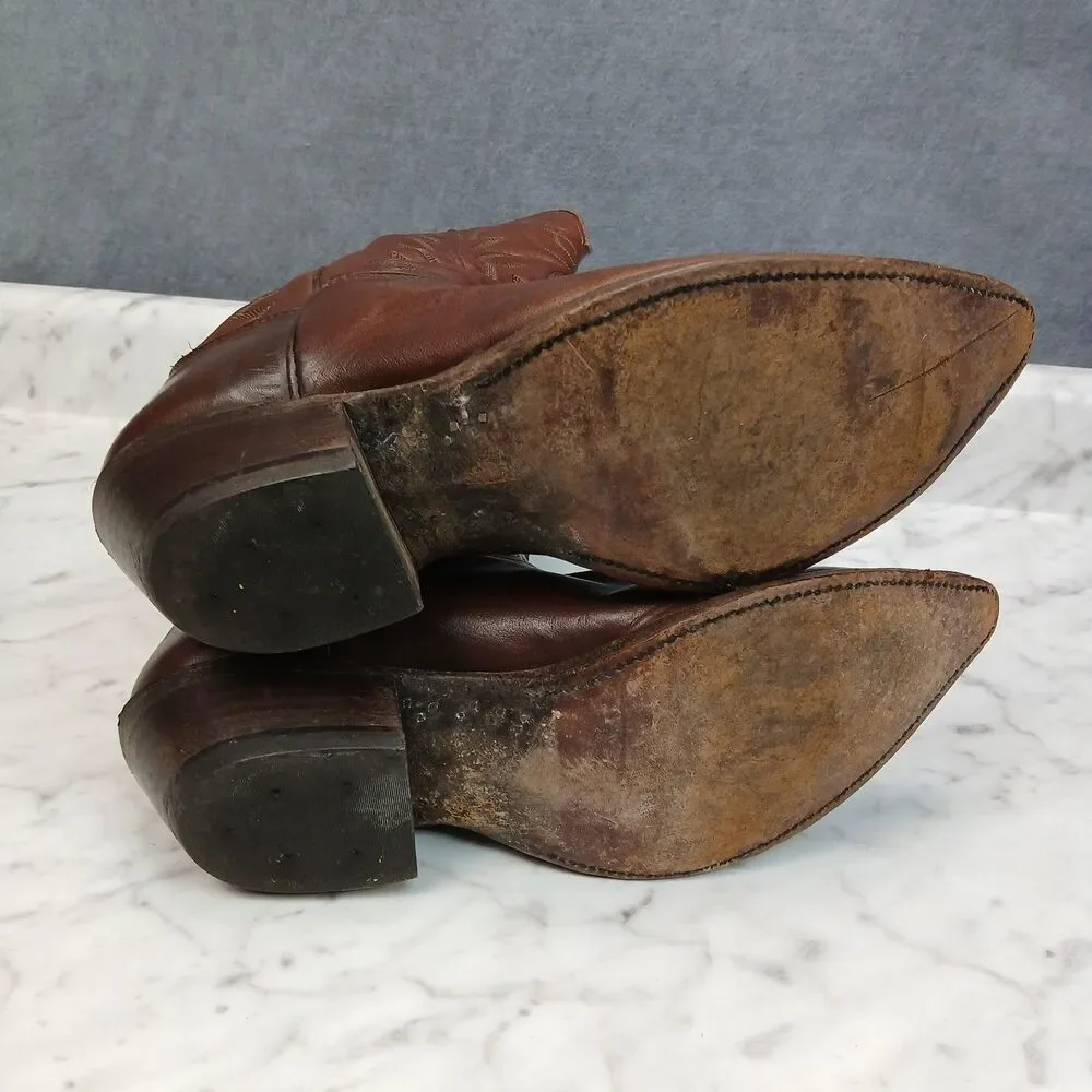 Nocona Men’s 10D Brown Leather Cowboy Western Boots USA Made